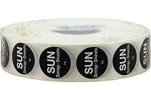 DayMark Safety Systems DuraMark IT110059 Day of The Week Trilingual Permanent Label, Sunday, 3/4" Circle, Black (Roll of 2000)