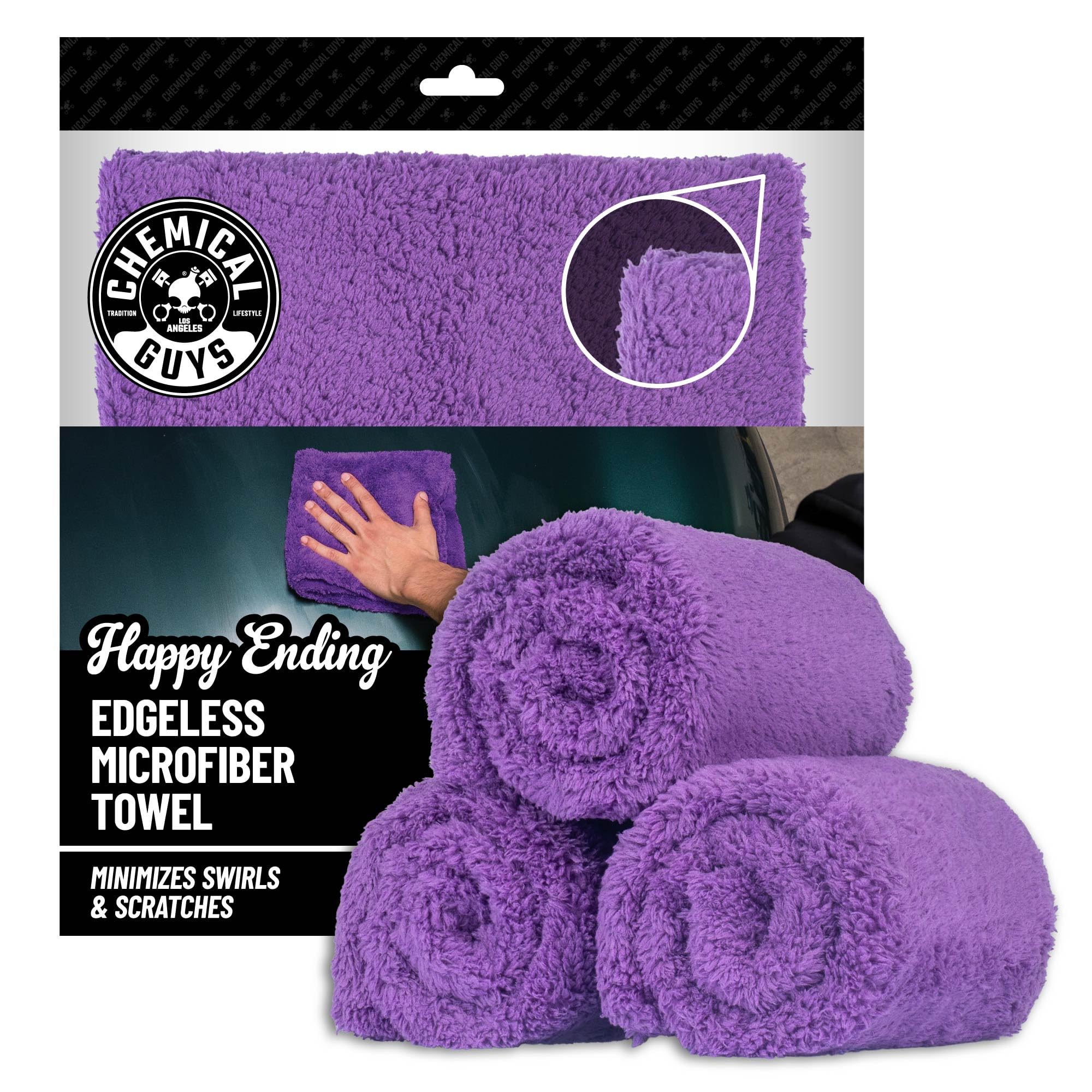 Photo 1 of Chemical Guys MIC34803 Happy Ending Ultra Plush Edgeless Microfiber Towel, Purple (16" x 16")