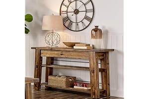 Alaterre Furniture Durango 54" L Industrial Wood Console Table with Two Shelves