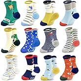 HYCLES Toddler Girl Socks, Non-Slip Cartoon Crew Socks with Grips for 6-12 Month Baby 1-7 Years Kids