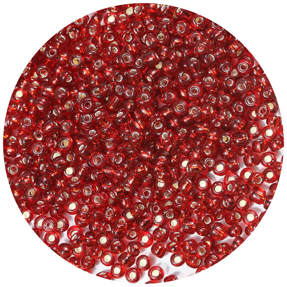 Bala&Fillic Dark Red Silver Lined Color 4mm Seed Beads About 1200pcs/100Grams in Bag, 6/0 Glass Craft Beads for Making Bracelet and Necklace (Dark Red Silver Lined)