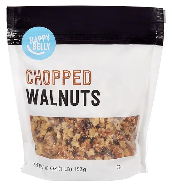 AMAZON BRAND – HAPPY BELLY CHOPPED WALNUTS, 16 OUNCE