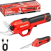 EZUVITA 8V Cordless Electric Pruning Shears | SK5 Blade, 2000mAh Removable Battery Powered, for Gardening, Tree Branch &amp; Orchard Trimming, Hand Pruners Included, Red