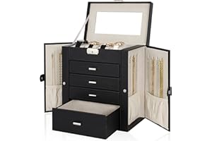 TORIBIO 5 Tier Large Jewelry Box with Drawers Jewelry Organizer Case for Women Girls Ring Necklace Earring Bracelet Watches V