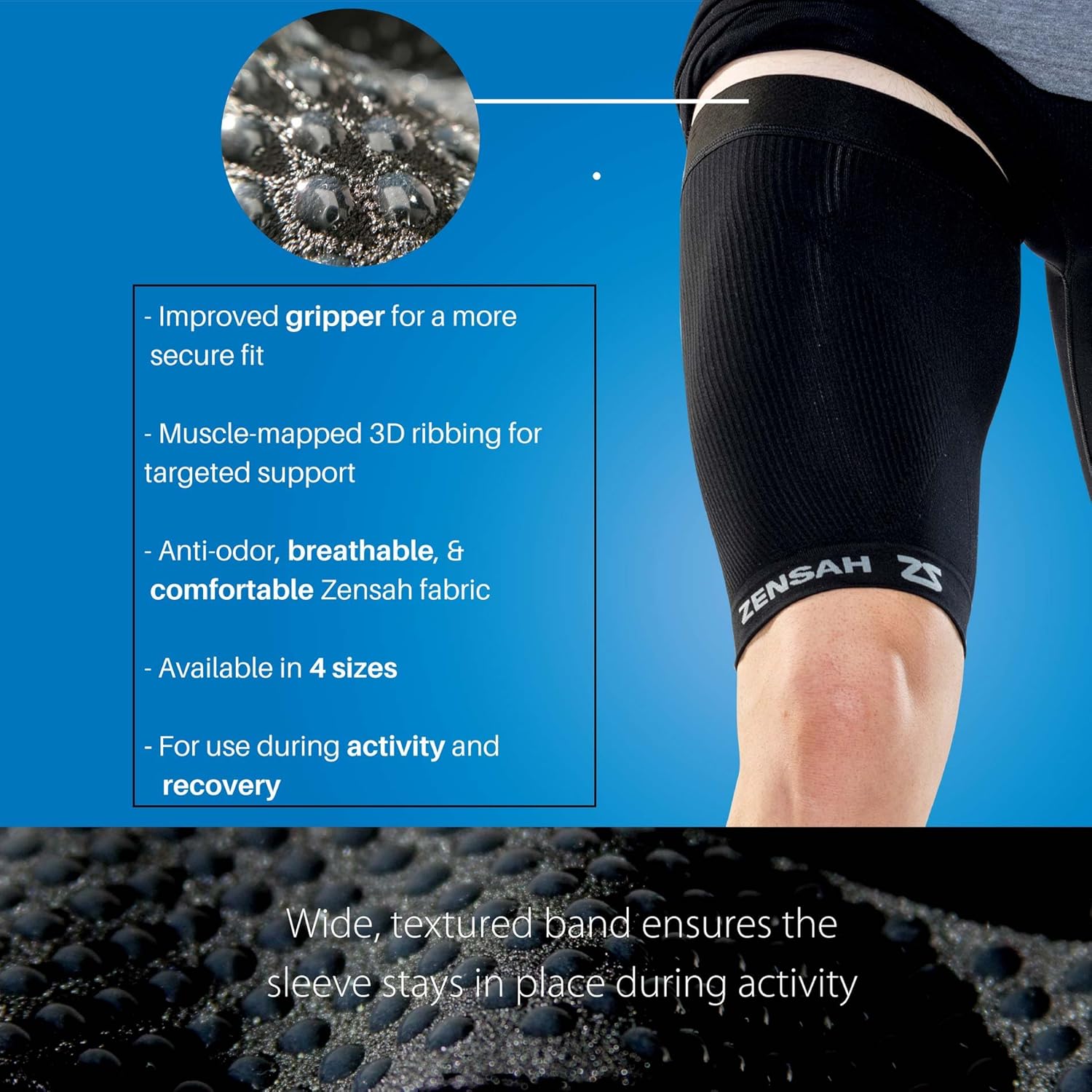 Zensah Thigh Compression Sleeve – Hamstring Support, Quad Compression Sleeve for Men and Women - Thigh Sleeve Wrap, Great for Running, Sports, Groin Pulls: Clothing