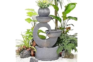 SERBILHOME Water Fountain Outdoor 3-Tier Bowls,Freestanding Outdoor Fountain Garden 35''H for Patio, Porch, Yard