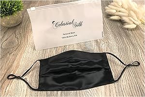 Celestial Silk 100% Mulberry Silk Face Mask with Nose and Filter - 3 Layer 22 Momme Silk Face Covering