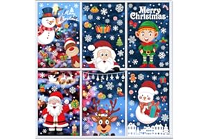 AOSTAR Christmas Window Clings Christmas Decorations, 10 Sheets Christmas Window Stickers for Indoor and Outdoor Xmas Decor, Double Side Printed Snowflakes Christmas Window Decals for Door/Home/Office/Car