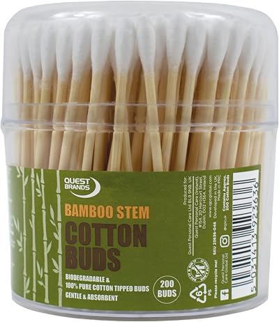 Pretty Quest 200 Cotton Buds Bamboo Stem Brand New