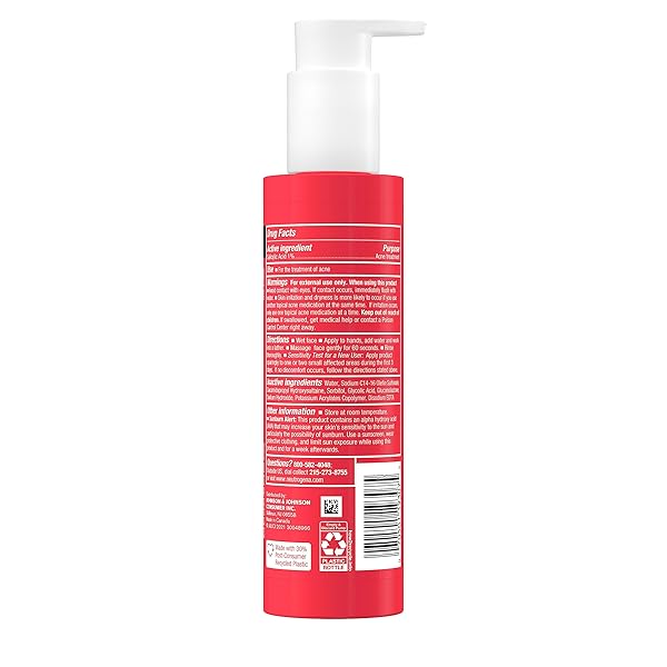 NEUTROGENA STUBBORN TEXTURE DAILY ACNE FACIAL CLEANSER, SALICYLIC ACID FACE WASH + GLYCOLIC & POLYHYDROXY ACIDS, FRAGRANCE-FREE, 6.3 FL. OZ