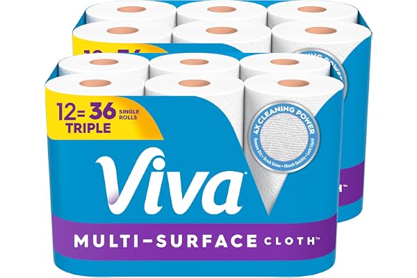 Viva Multi-Surface Cloth Paper Towels, Choose-A-Sheet Size, 12 Triple Rolls, 165 Sheets per Roll (Packaging May Vary)