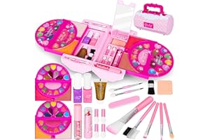 MR.TN Kids Makeup Kit for Girls, 60 Pcs Little Girls Princess Toys Real Washable Pretend Play Cosmetic Beauty Makeup Set, Non-Toxic & Safe, Birthday Gifts Toys for 3 4 5 6 7 8 9 10 Year Old Girls Toddlers