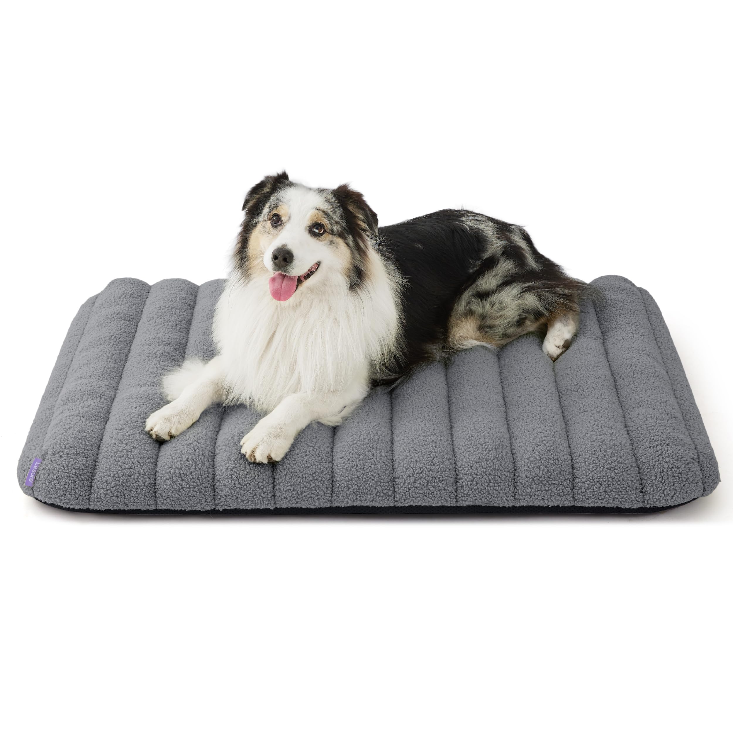 Photo 1 of Lesure Cute Orthopedic Dog Bed Large Sized Dog, Waterproof Chic Flat Pet Beds with Removable Washable Cover, Fuzzy Thick Egg Crate Foam Pet Mat for Indoor Use (36" x 27", Grey)