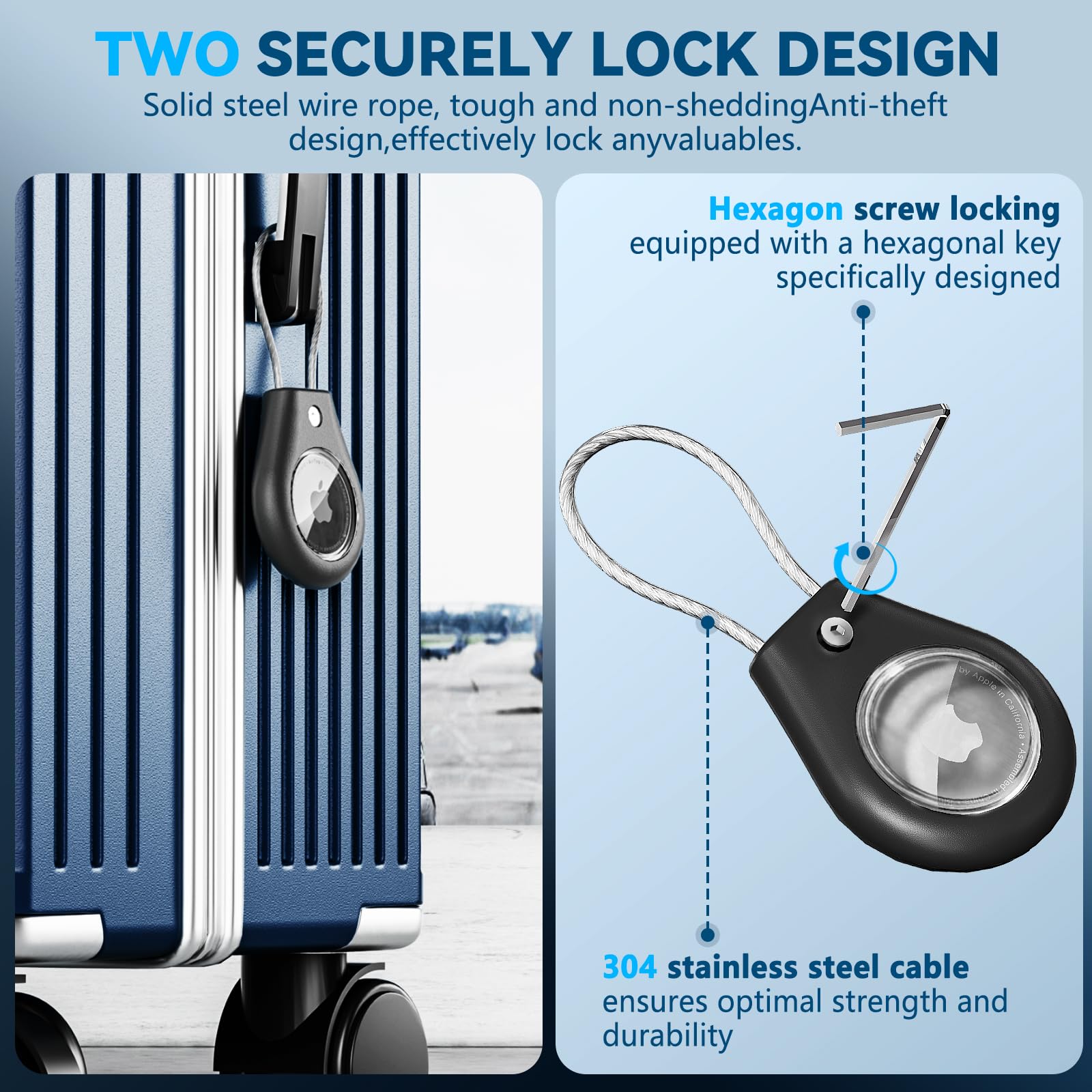 Waterproof Airtag Holder,4 Pack Airtag Keychain with Secure Lock,Airtags Case for Apple Airtag,Anti-Lost Protective Case Air tag Accessories for GPS Item Finder Tracker Luggage, Bag,Key,Pet,Black
