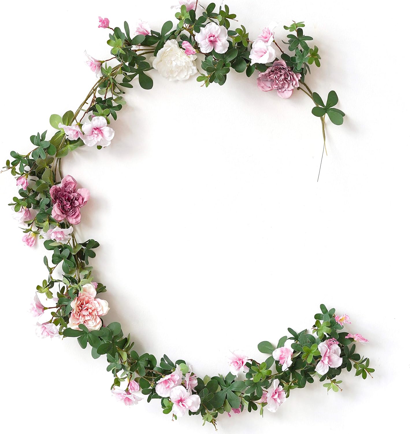 WAKISAKI Fake Vines Artificial Flowers Cherry Blossom & Ivy Hanging Plants Greenery Garland, for Cute Kawaii Room Decor Japanese Flower Wall, Wedding Decorations Ceremony Arch (Breezing Blush)