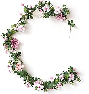 WAKISAKI Fake Vines Artificial Flowers Cherry Blossom & Ivy Hanging Plants Greenery Garland, for Cute Kawaii Room Decor Japanese Flower Wall, Wedding Decorations Ceremony Arch (Breezing Blush)