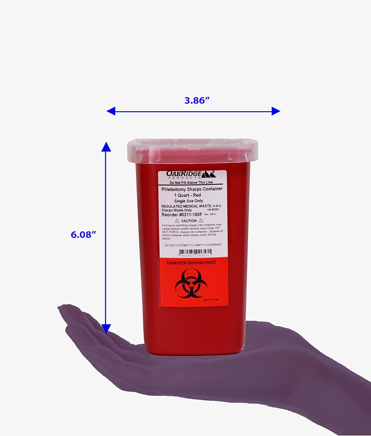 Oakridge Products 1 Quart size Sharps and Needle Container. Integrated needle unwinder: Home Improvement