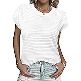 Zeagoo Women's Cap Sleeve Sweaters Vest Crew Neck Knit Sweater Tops 2025 Casual Summer Sleeveless T Shirt