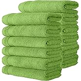 Classic Turkish Towels CTT - Premium Washcloths 12 Pack Set, 100% Turkish Cotton, Highly Absorbent & Quick Dry, Face Towels Wash Cloths for Hotel, Spa & Gym | 12"x12" (Green)