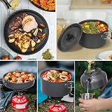 Lixada Portable Cookware Kit 2-3 Person Non Stick Camping Pots Pan Set view 2