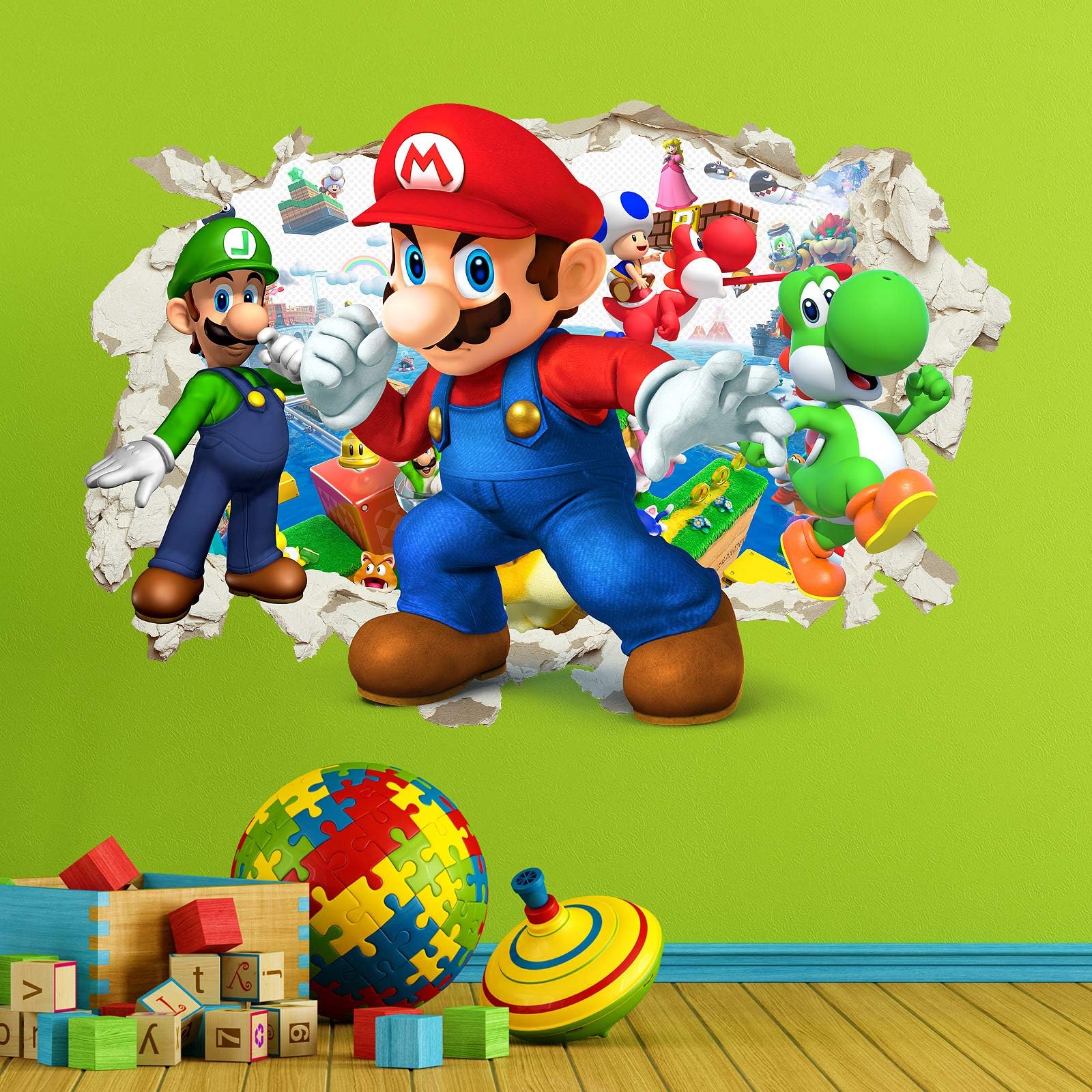 greatdealsandgifts Super Mario Smashed wall Crack Kids Boy Girls Bedroom Vinyl Decal Sticker Gift New XXL