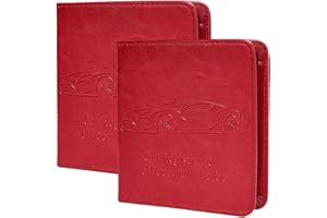 Peisicne 2-Pack Car Registration and Insurance Holder, Car Organization Vehicle Document Organizer with Magnetic Closure for Cards, License in Glove Box, Red
