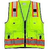 Vero1992 (F Safety Vest For Men's, Engineer High Visibility Vest With Pockets and Zipper, Reflective safety vest