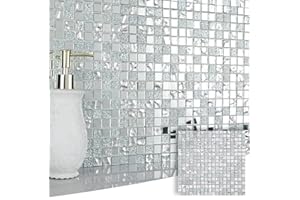 Diflart Mirror Glass Mosaic Tile Crystal Square Frosted Backsplash for Kitchen Bathroom Wall Pack of 6 Sheets