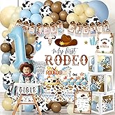 MOVINPE Cowboy 1st Birthday Party Decorations, My First Rodeo Birthday Party Supplies, Baby Boy 1st Birthday Party Supplies Rodeo Birthday Decor, Balloon Arch Garland Backdrop Party Decor