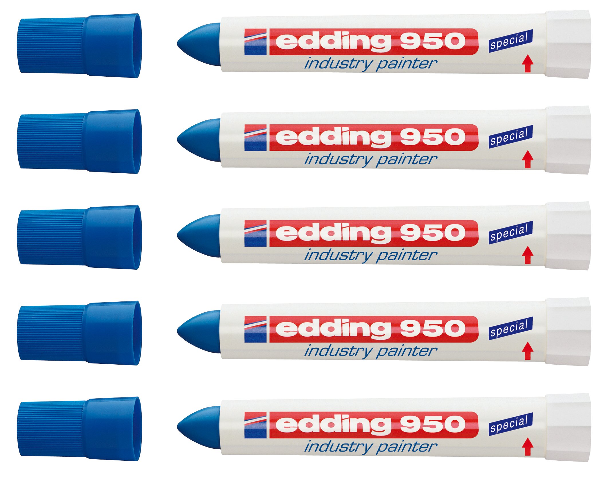 edding Special Marker 950 Industry Painter 10 mm (5 Markers, Blue)