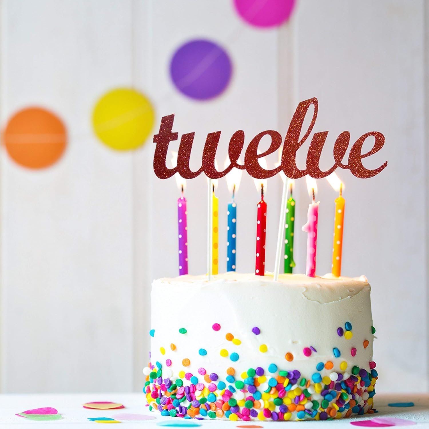 Twelve Year Old Birthday Party Decor, Twelve Script Cake