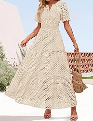 ZESICA Women's 2025 Summer Short Sleeve Maxi Dress