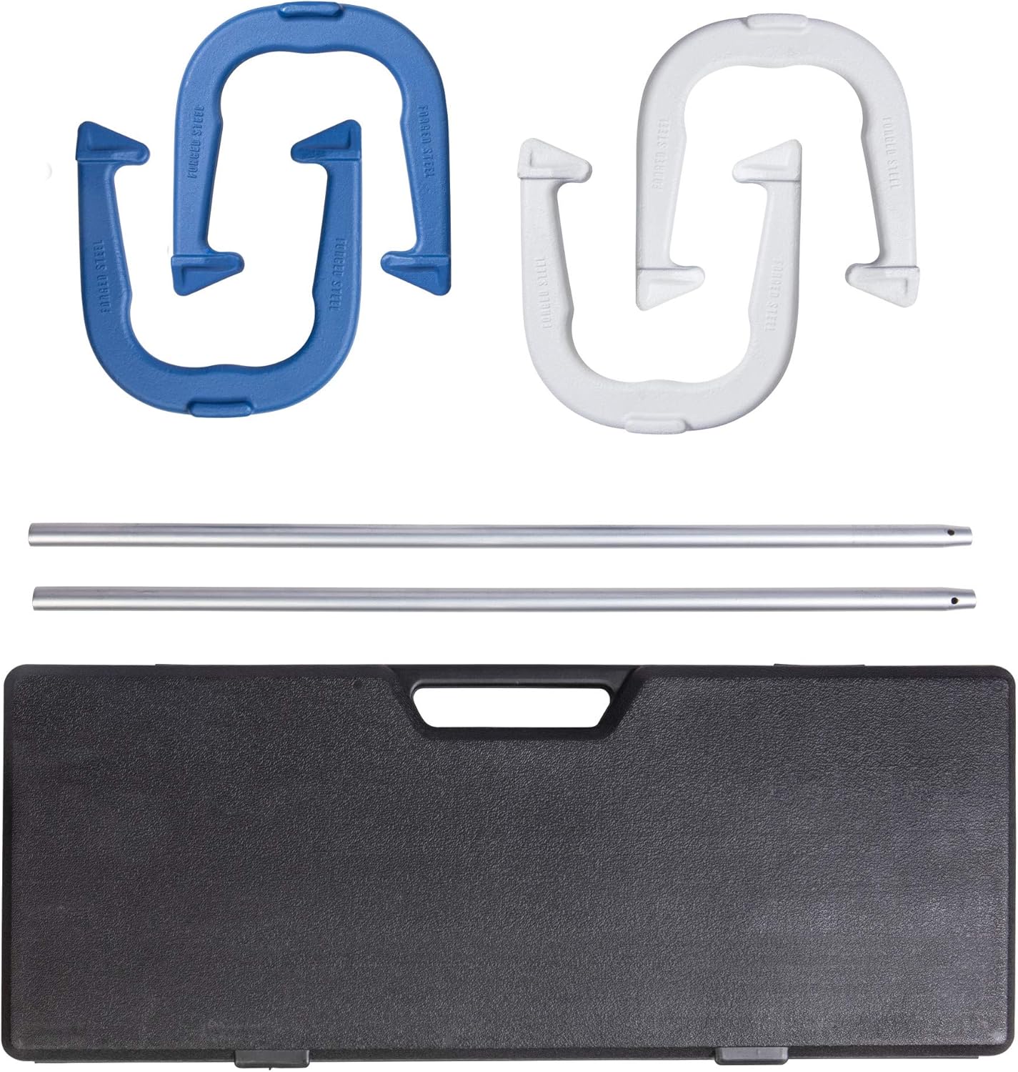 Triumph Premium Forged Horseshoe Set Complete with 4 Horseshoes, 2 Stakes and Hard Plastic Case with Locking Tabs for Transportation and Storage : Sports & Outdoors