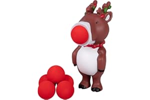 Hog Wild Christmas Reindeer Ball Popper Toy - Holiday Stocking Stuffer Includes 4 Soft Foam Balls - Squeeze to Pop Air Powered Balls Up to 20 Feet - Indoor/Outdoor Play - Gift for Kids, Girls, Boys