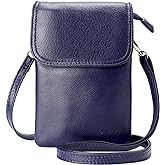 befen Genuine Leather Small Crossbody Bags for Women Cell Phone Bag Cross Body Purses,Silver Zipper