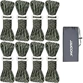 JAICOM 8 Pack 4mm High-Reflective Outdoor Guy Lines | Ultralight Tent Cords with Aluminum Adjuster Tensioner, Camping Rope for Tarp Tent Canopy Shelter, Hiking, Backpacking