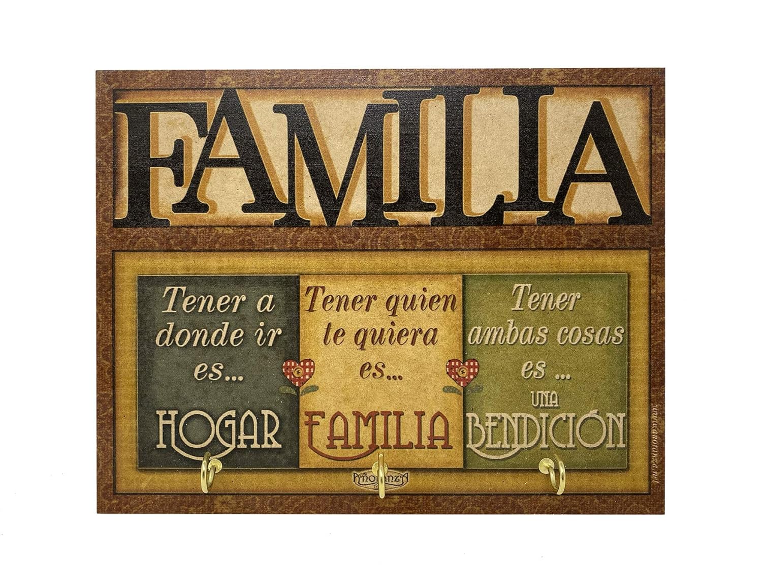 AÑORANZA - Porta llaves de madera, Familia, con mensaje familiar