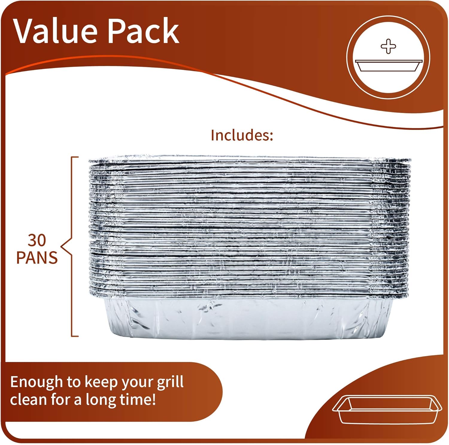 [30 Pack] Compatible with Weber Grills Drip Pans, Bulk Package, Aluminum Foil BBQ Grease Pans, 7.5" x 5" : Garden & Outdoor