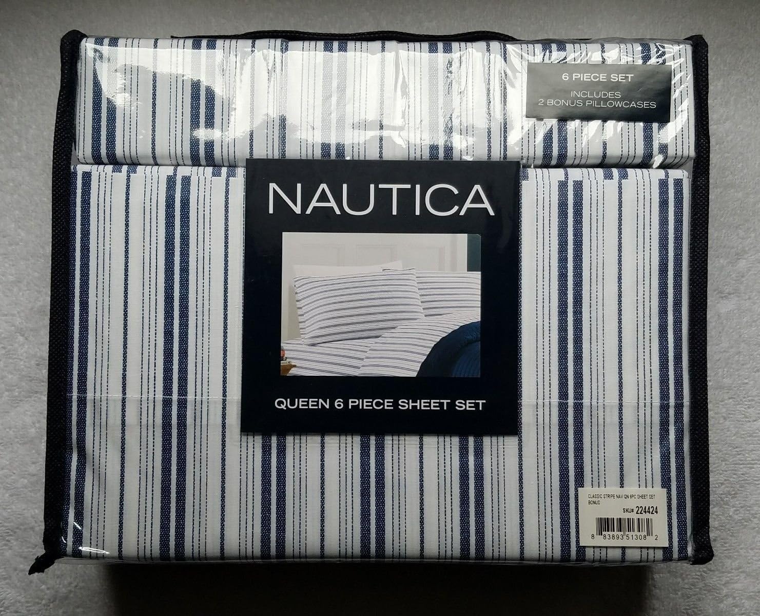 Nautica 6 PIECE KING SHEET SET CLASSIC STRIPE NAVY Home & Kitchen