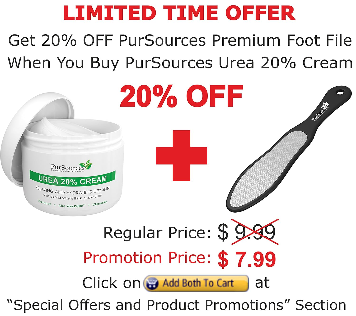 PurSources Urea 20% Healing Cream 4 oz - Best Callus Remover - Moisturizes and Rehydrates Hands, Feet and Knees to a Healthy Appearance - Soothes and Softens Thick, Cracked, Rough Dead and Dry Skin : Beauty