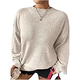 SHENHE Women's Fall Crewneck Sweater Pullover Soft Warm Casual Loose Knit Jumper Sweater