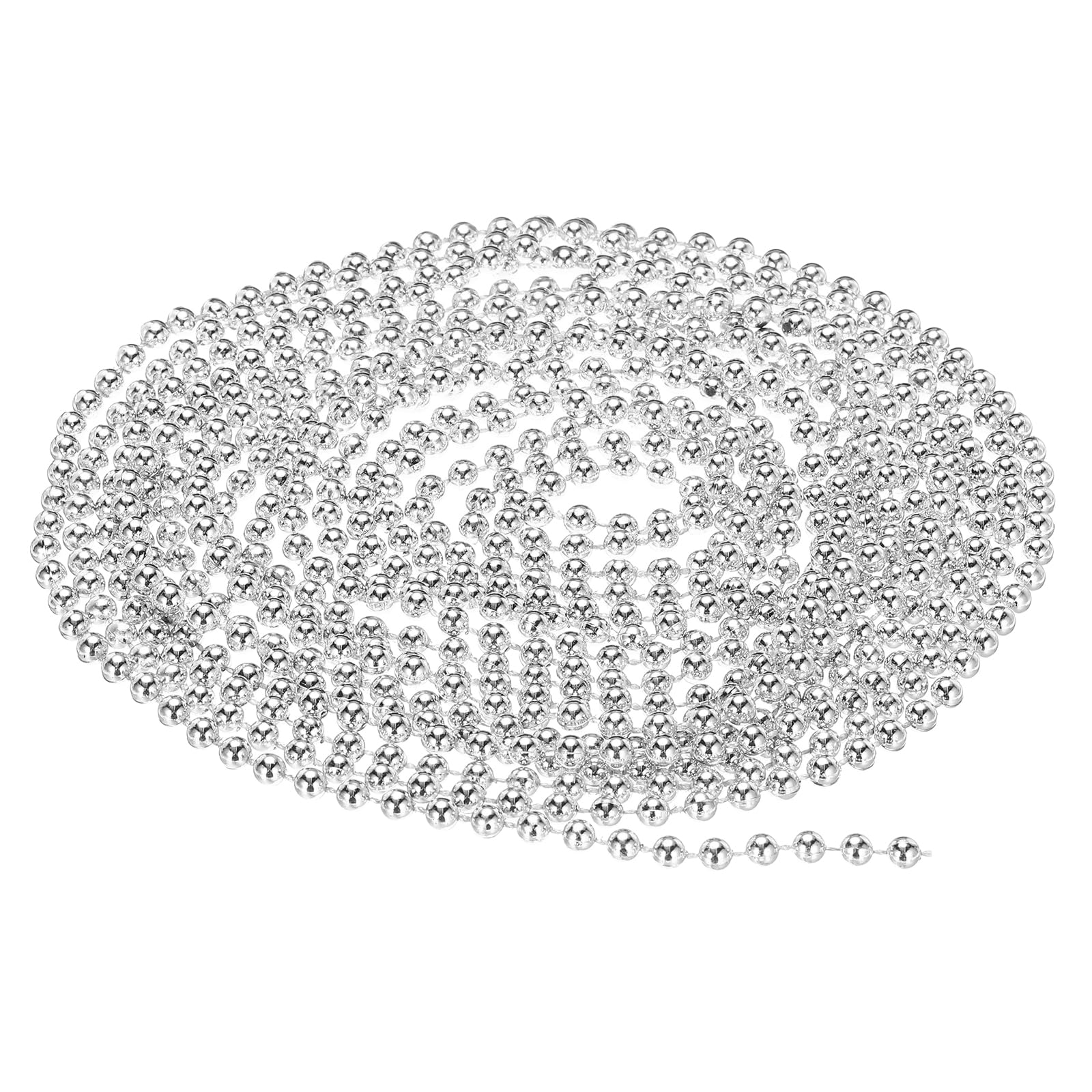 PATIKIL 6mm Pearl String, 16.4Ft/5m 1 Roll Pearl Trim Artificial Pearl Strand Pearl Strands Spool for DIY Jewelry Decor Wedding Party Christmas Trees, Silver