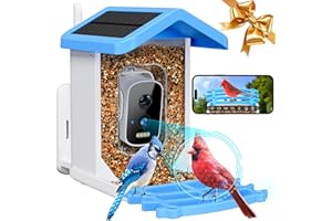 FVWWE Smart Bird Feeder with Camera Solar Powered, AI Identify Bird Species 2.5k HD Auto Capture Bird Feeder Camera, Real Time Views and Notifications, Gift for Bird Lovers