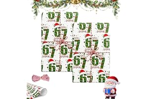 2 Sheets 67 Wrapping Paper, 67 Meme Christmas Wrapping Paper, 6 7 Funny Christmas Gift Wrap, 67 Meme Birthday Party Xmas Gift