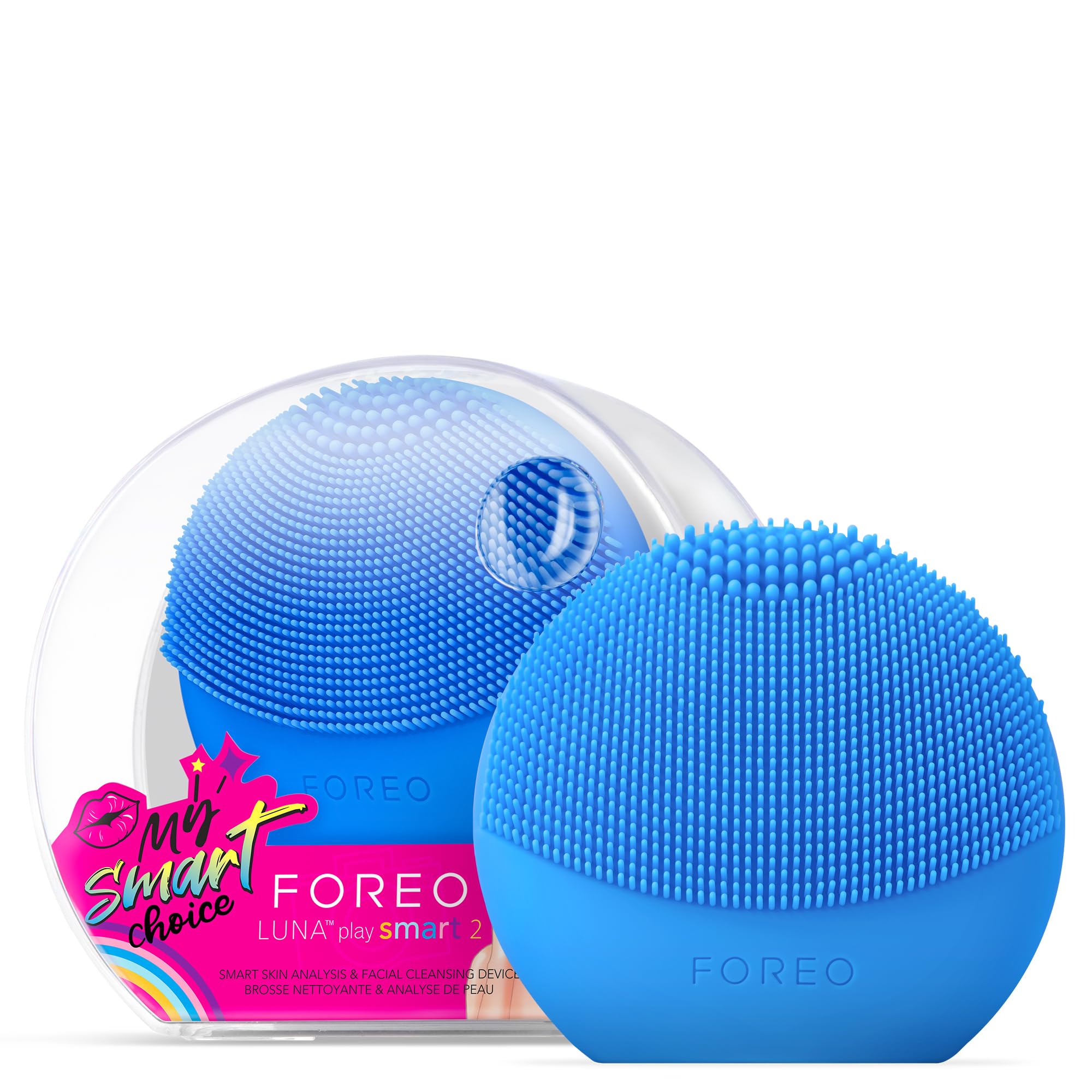 FOREO Luna Play Smart 2 - Facial Cleansing Brush - 2-in-1 Skin Analysis & Facial Cleanser - Travel Accessories - Silicone Face Massager - Holiday Essentials - App-Connected - Peek A Blue