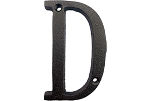 BetLight 5.1 Inch High Cast Iron House Letter, Solid Home Address Letter, Elegant Black Brown Finished, Matching Perfect with 5.5 Inch House Numbers, Letter D
