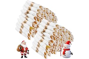 Goodluck 100 Pack Pre Rolled Gold Plastic Silverware, Wrapped Plastic Cutlery Set with Napkin Include 100 Forks, 100 Knives, 100 Spoons and 100 Napkins, Disposable Silverware for Party, Wedding