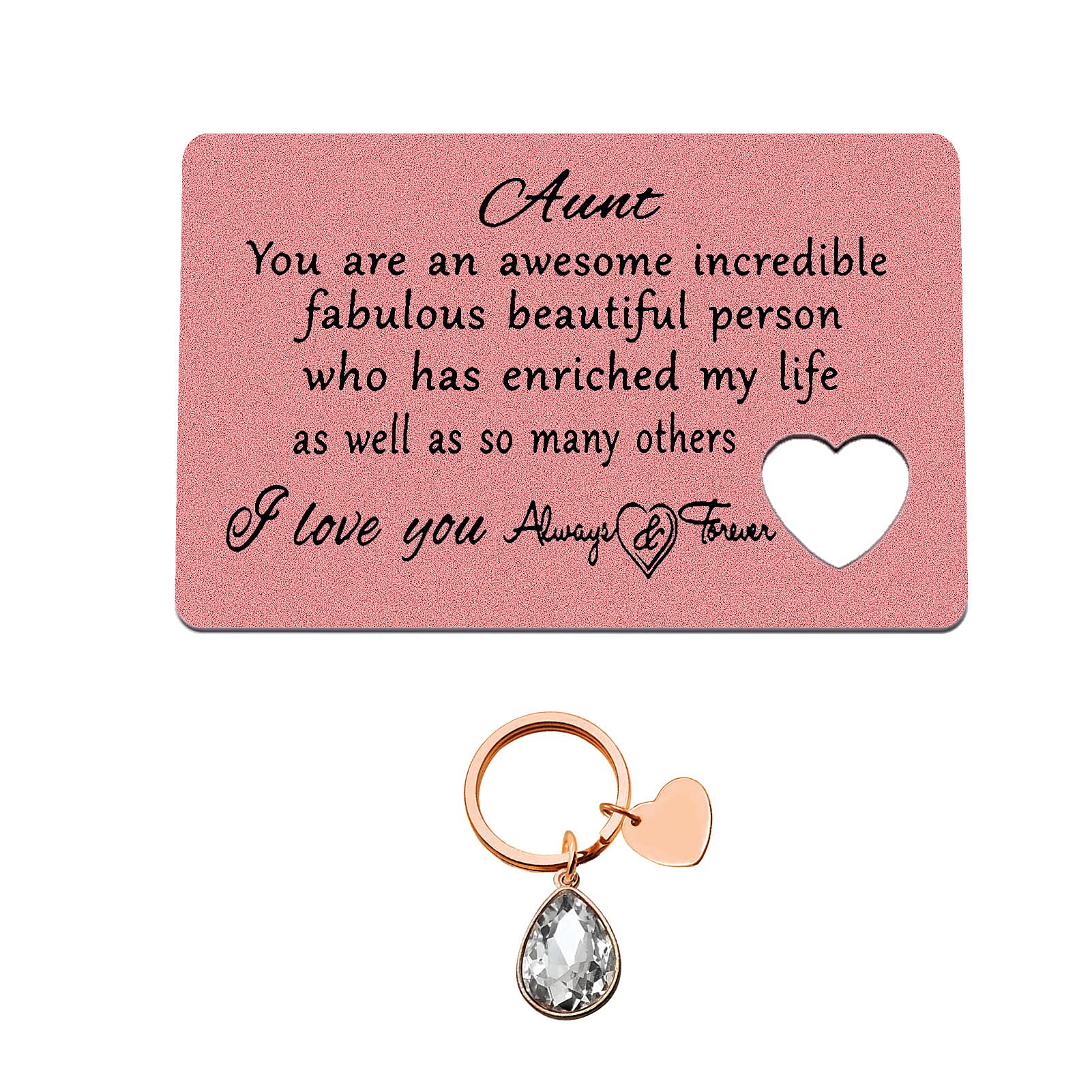 Auntie Gifts Christmas Birthday Gifts for Auntie Engraved Wallet Card for Auntie Mothers Day Thanksgiving Day Gift Aunt Gifts from Niece Nephew