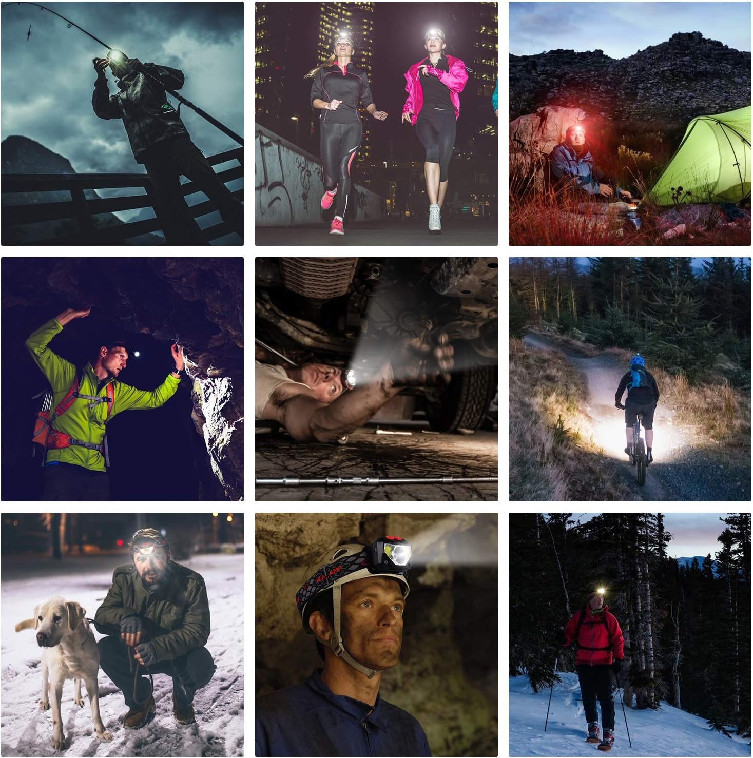 Headlamp Flashlight, IKAAMA 1100 Lumen Rechargeable LED Head lamp with Red Light, 2 Pack Ultra-Light Bright Waterproof Headlight, 8 Modes Work Light for Outdoors Camping Running Biking Fishing - - 