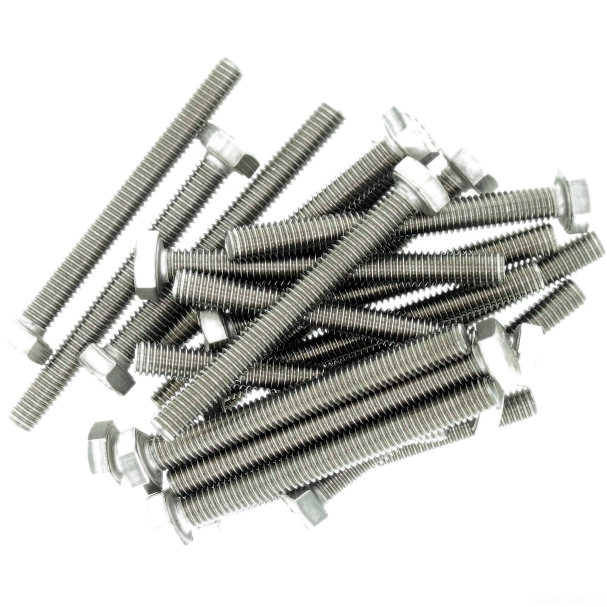 M2.5 (2.5mm x 10mm) Hex Bolt (Fully Threaded Setscrew) - Stainless Steel (A2) (Pack of 20)